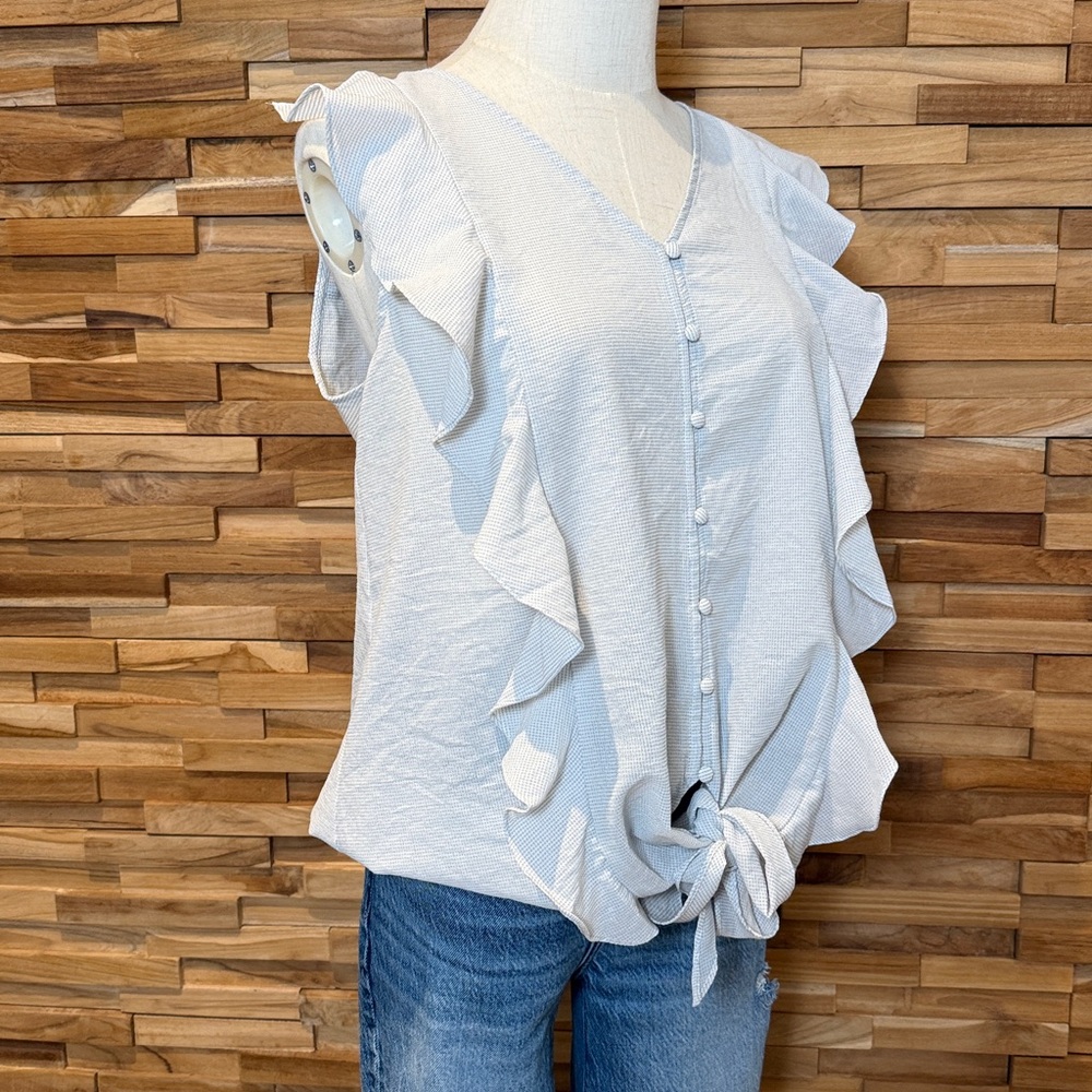 Doe & Rae Green & White Grid Twist-Front Tank - Picture 2 of 6